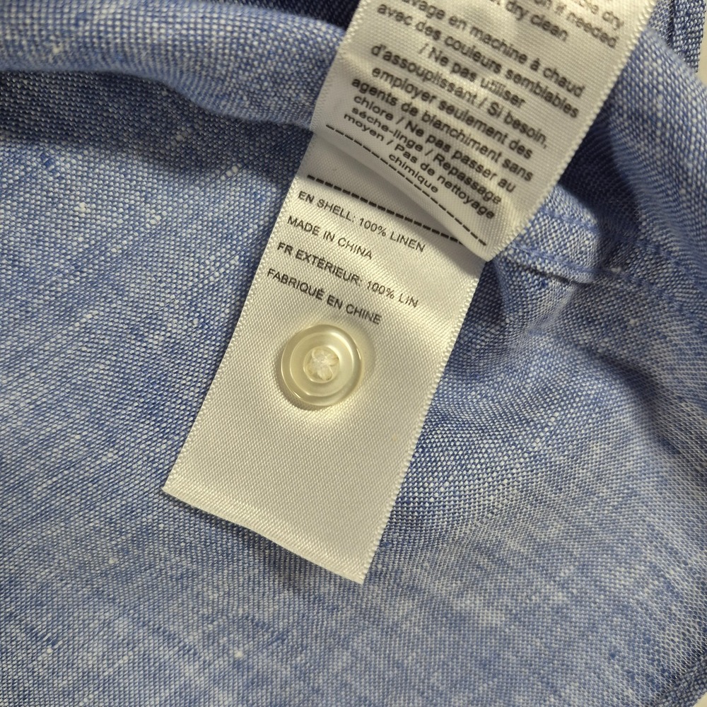 UNTUCKit Shirt Men's Large Blue 100% Linen Classic Valente Slim Fit Short Sleeve - Picture 7 of 10